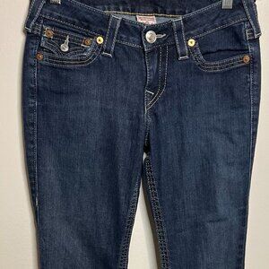 True Religion Hi Rise Bootcut Flap Pocket Blue Denim Jeans Size 27